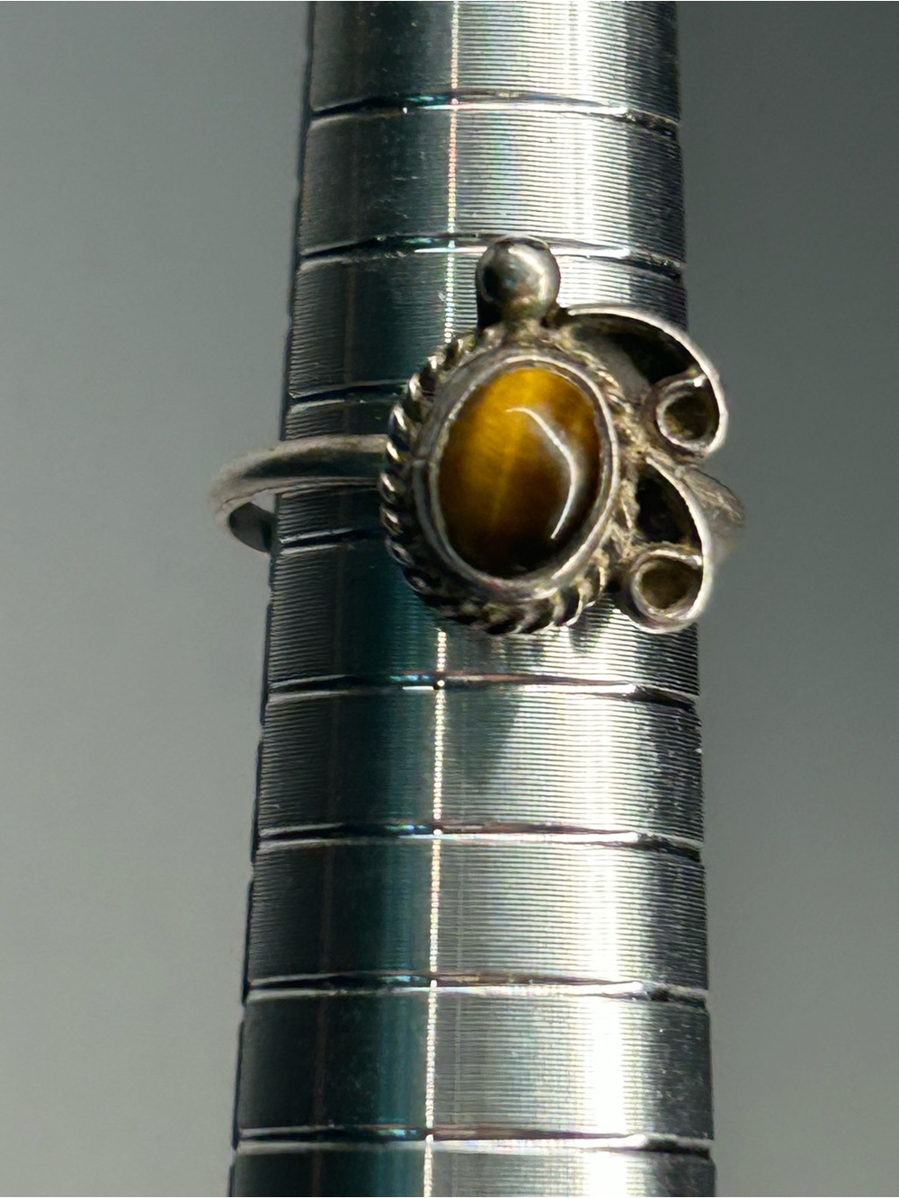 Vintage Silver Tiger's Eye Oval Ring Women’s Size 4.75